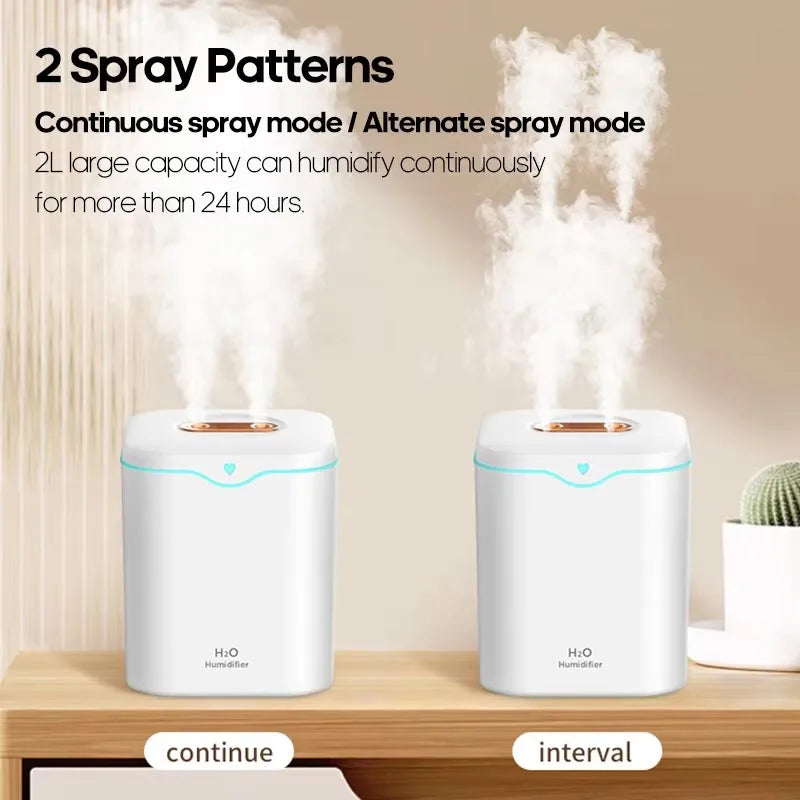 Xiaomi 2000ML USB Air Humidifier Double Spray Port Essential Oil Aromatherapy Humificador Cool Mist Maker Fogger Purify for Home