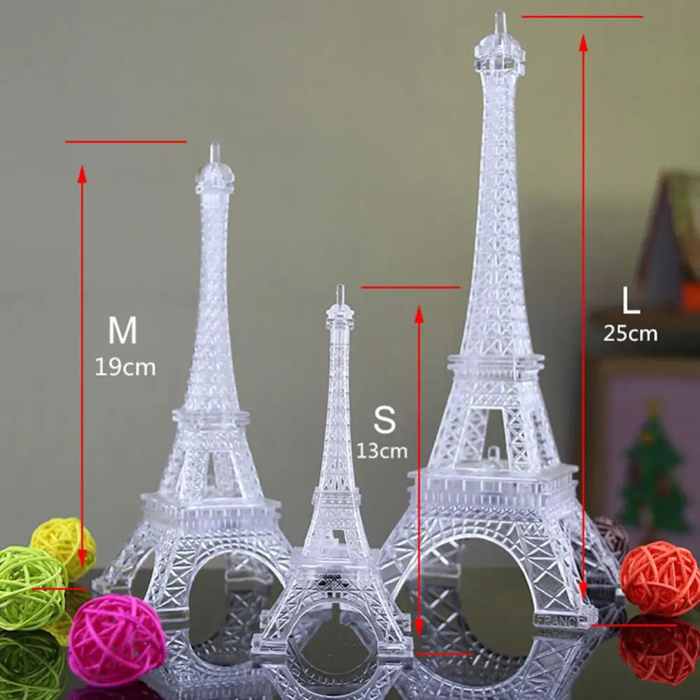 LED Eiffel Tower Figurines World Building Romantic Paris Eiffel Tower Night Light Home Decoration Valentine's Day Xmas Gifts