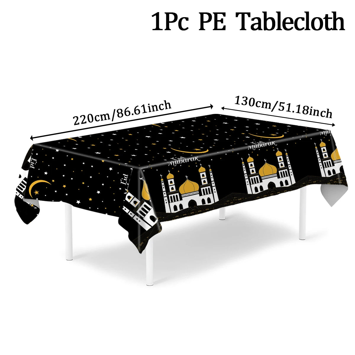 Eid Mubarak Star Moon Tablecloth Ramadan Kareem Decor for Home 2025 Islamic Muslim Party Eid Al Adha Supplies Castle Table Cover