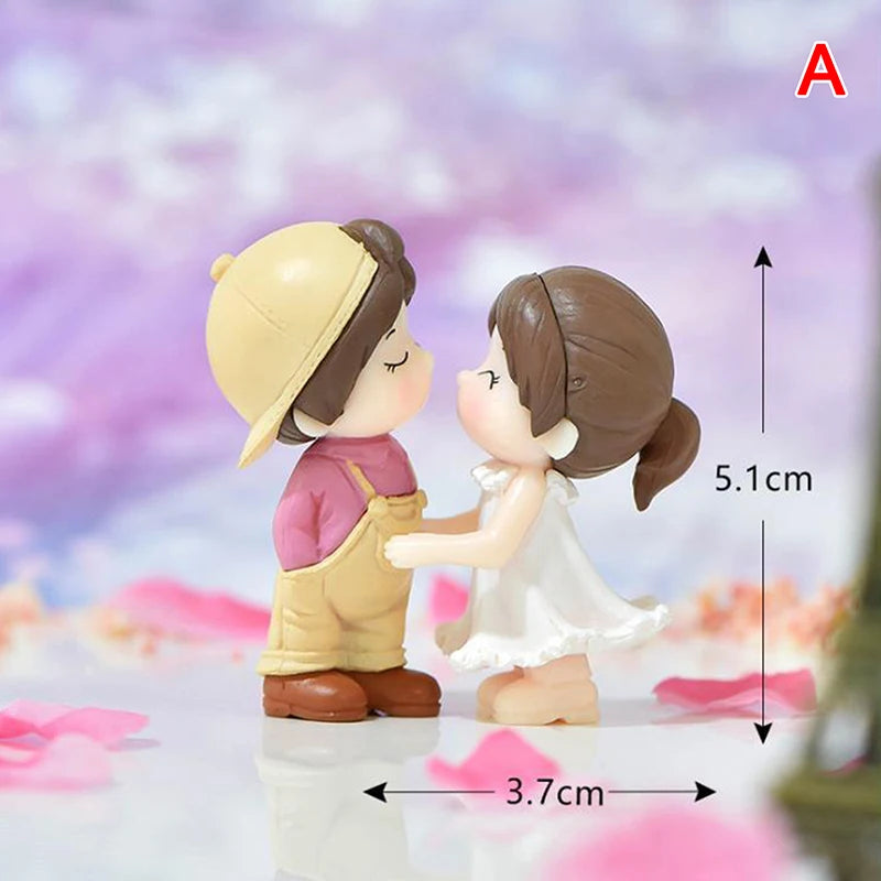 Mini Cute Figurines Couple lover Miniature Wedding Gift Miniature Landscape Ornaments Fairy Garden Bonsai DollHouse Decorations