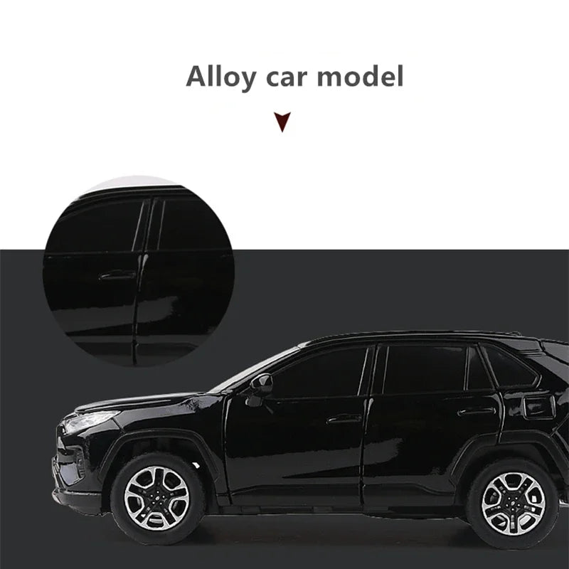 1:32 Toyota RAV4 SUV Alloy Car Model Diecast Metal Vehicles Car Model High Simulation Sound Light Collection Childrens Toy Gift