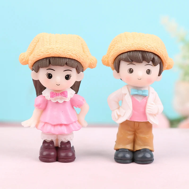 Mini Cute Figurines Couple lover Miniature Wedding Gift Miniature Landscape Ornaments Fairy Garden Bonsai DollHouse Decorations