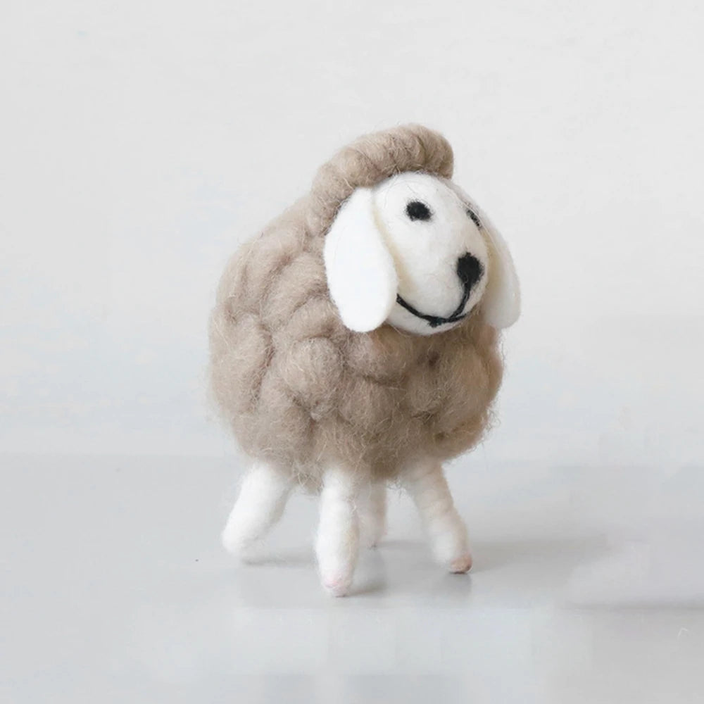 Cartoon Sheep Wool Felt Lamb Mini Table Ornament  For Home Furnishings Desktop Decor Birthday Party Festival Gift