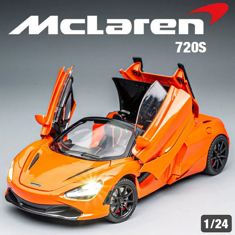 1:24 McLaren 720S Alloy Racing Car Model Diecast Metal Sports Car Model Simulation Sound and Light Collection Childrens Toy Gift