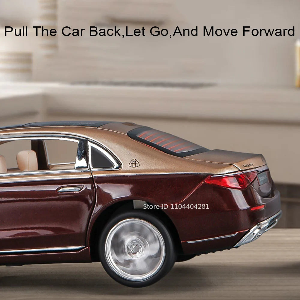 1:24 Maybach S680 GLE350 Car Toys Diecast Alloy Model Sound Light Pull Back Doors Opened Front Wheel Steering Vehices Kids Gift