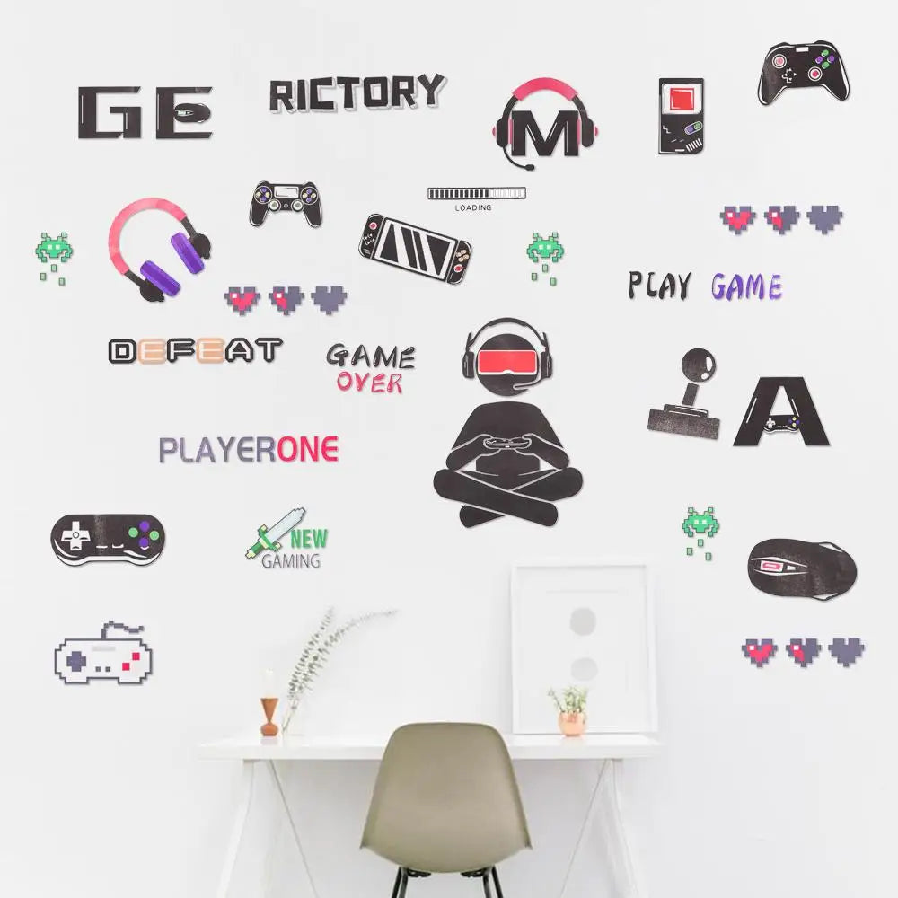 Gamer Vinyl Wall Sticker Game Room For Kids Room Decoration Wall Murals Boys Bedroom Decor Gaming Poster Wallpaper