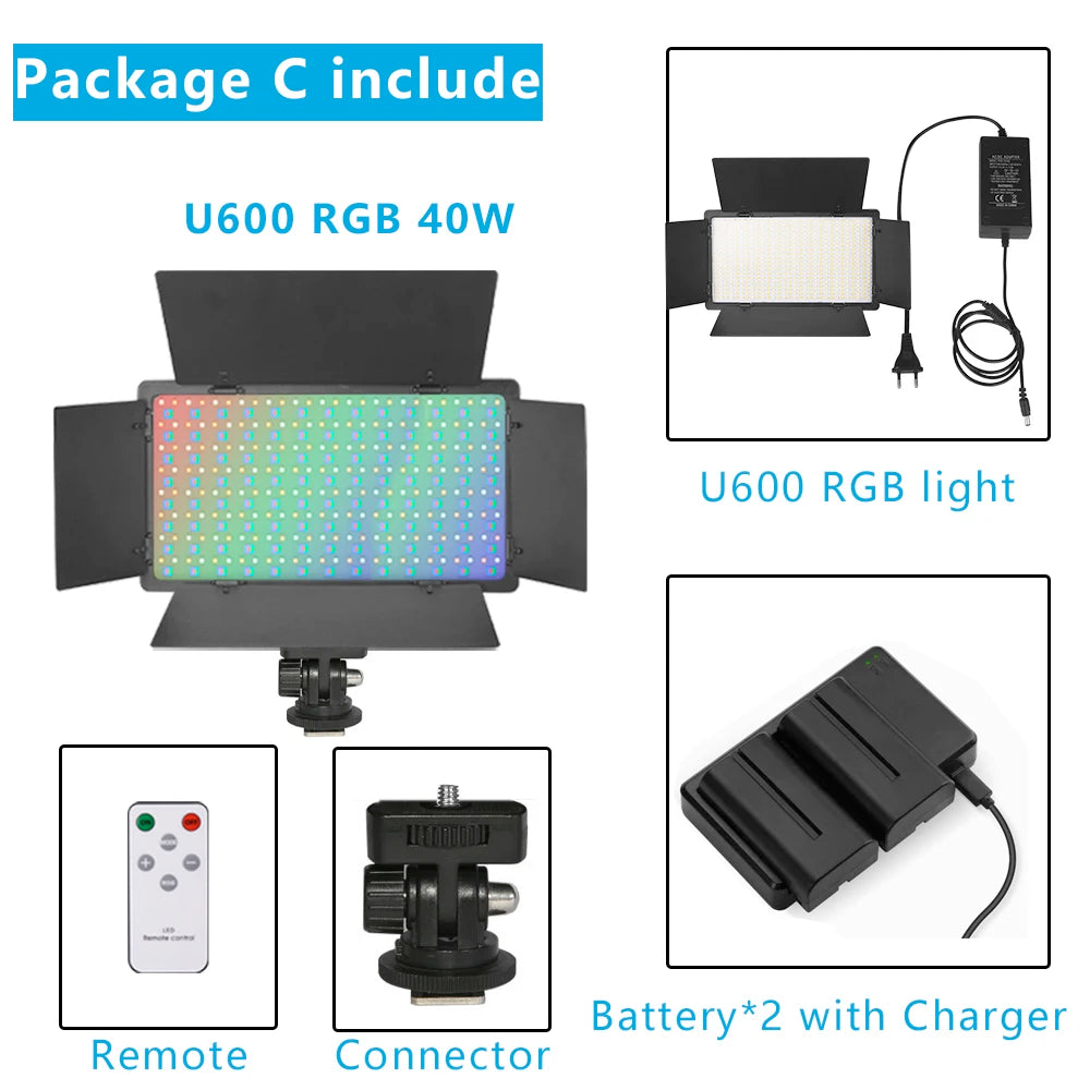 U800 RGB Photo Light LED Photo Studio Light Camera Phone Video Recroding RGB Panel Lamp LED Vdieo Light for YOUTUBE Tiktok LIVE