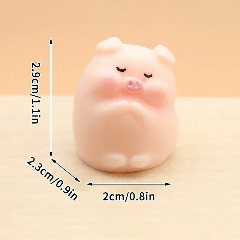 Cute Cartoon Pink Pig Figurine Miniaturas Ornament Resin Kawaii Pig Home Decor Figurines Desk Decoration Miniatures Room Decor