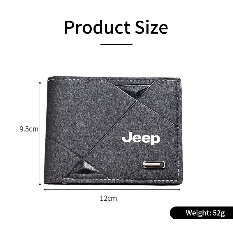 Car Logo Men Short Wallet Folding Credit Card Holder Coin Purse For Jeep Renegade Cherokee Compass Patriot Wrangler JK Rubicon