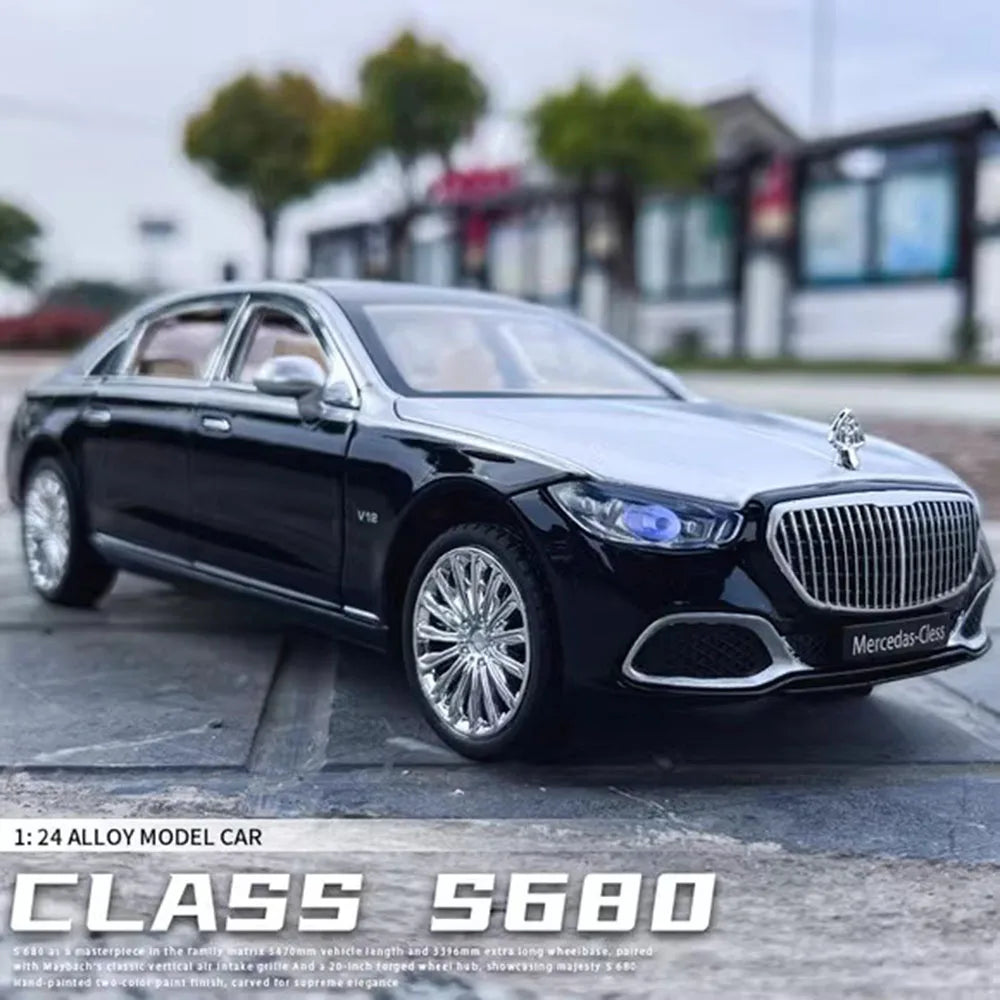 1:24 Maybach S680 GLE350 Car Toys Diecast Alloy Model Sound Light Pull Back Doors Opened Front Wheel Steering Vehices Kids Gift