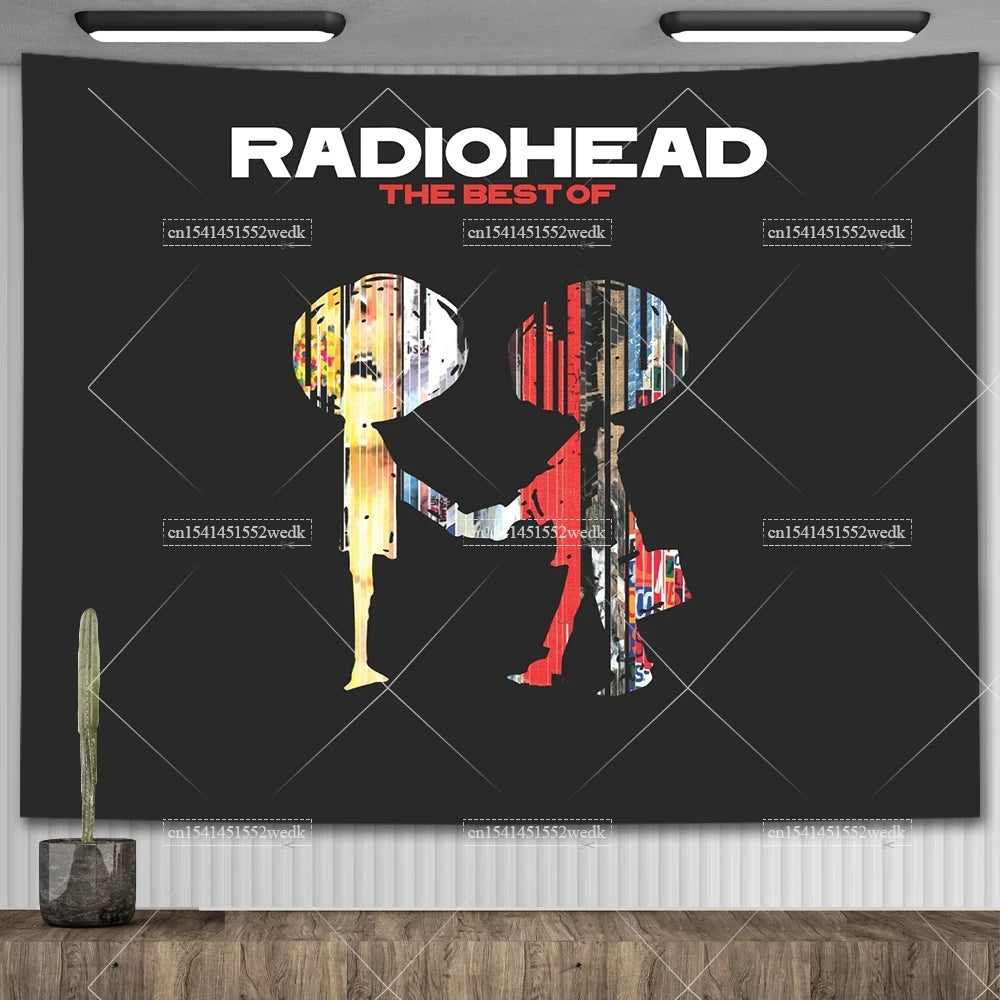 Radioheads Music Art Wall Hanging Tapestry Wallpaper Scandinavian Rock Band Tapestry Headboard Aesthetic Room Decoration Posters