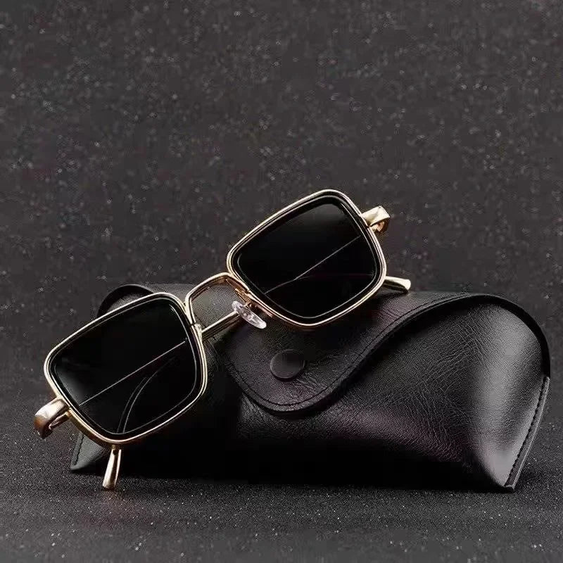 New High-Quality Metal Frame Punk Sun Glasses Retro Rectangle Sunglasses for Women Men Vintage Travel Shades UV400 Eyewear