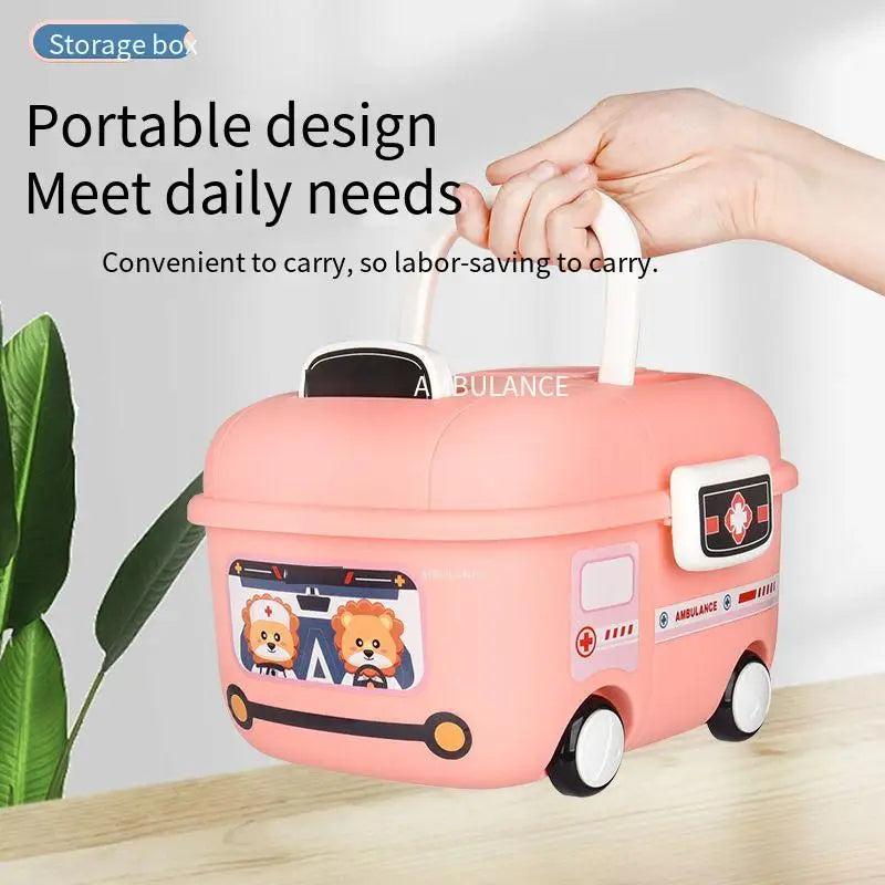 Children's Cartoon Cute Fun Storage Box Cartoon Pulley Design Handling Worry-free Household Baby Sundry Storage Box Sub