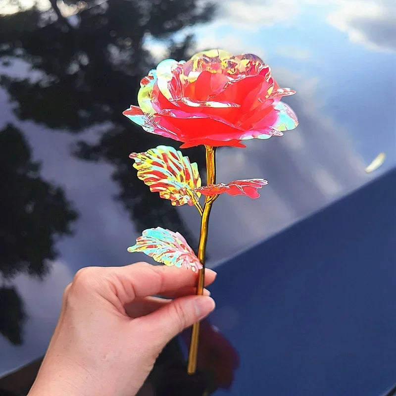 1pc Golden Foil Rose Galaxy Rose Artificial Rose Flower Gift for Mothers Day Valentine Day Birthday Gift Simulation Flower