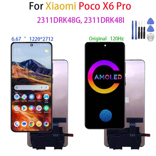 Original 6.67" AMOLED For Xiaomi PocoX6 Pro Poco X6 Pro Pantalla Lcd Display Touch Screen Digitizer Assembly Replacement Parts