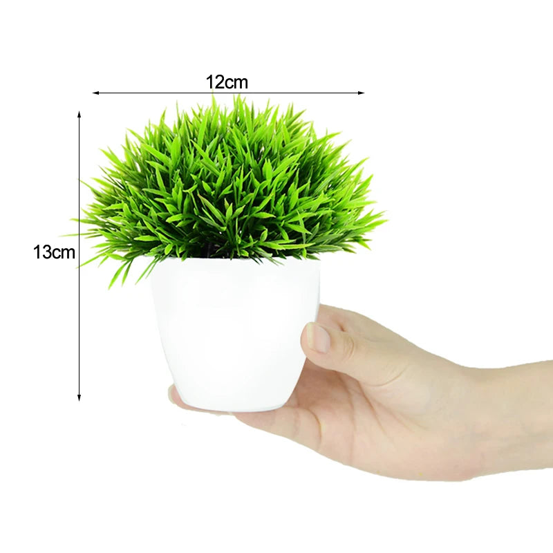 Artificial Plants Potted Green Bonsai Small Tree Grass Plants Pot Ornament Fake Flowers for Home Garden Decoration Wedding Party