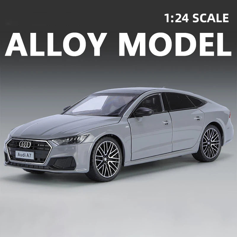 1:24 Audi A7 Alloy Toy Car Model Wheel Steering Sound and Light Children's Toy Collectibles Birthday Gift