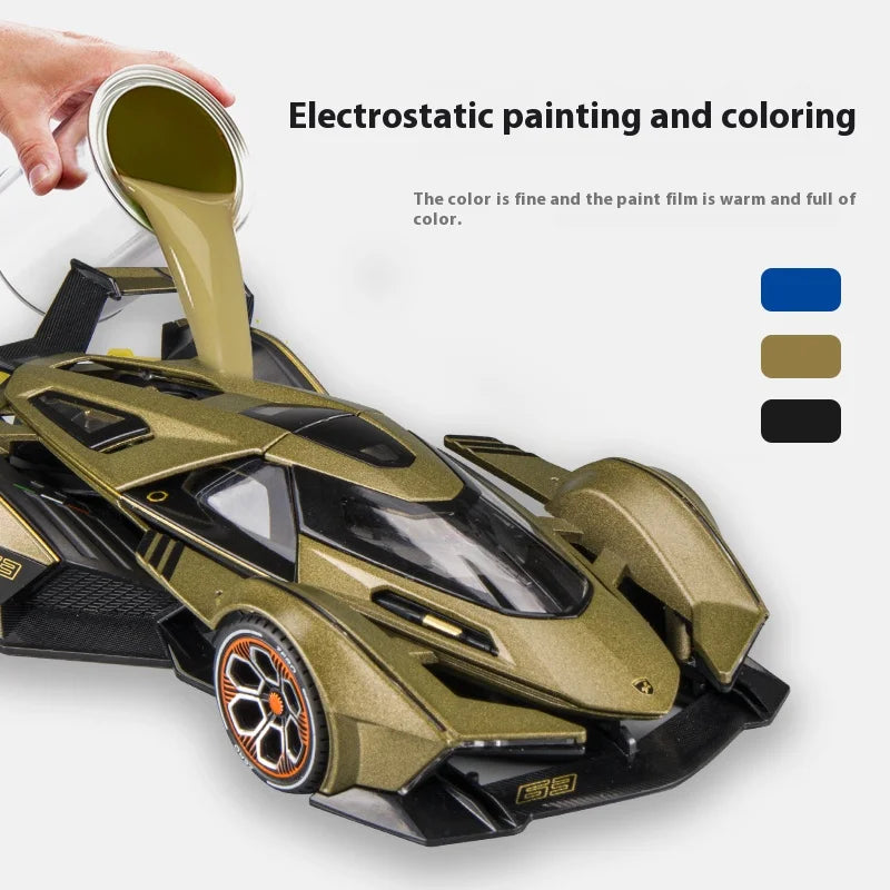 1:24 Lambo V12 GT Metal Vehicle Alloy Sport Car Diecast Car Model Sound And Light Toy Computer Desktop Ornament Collection Gift