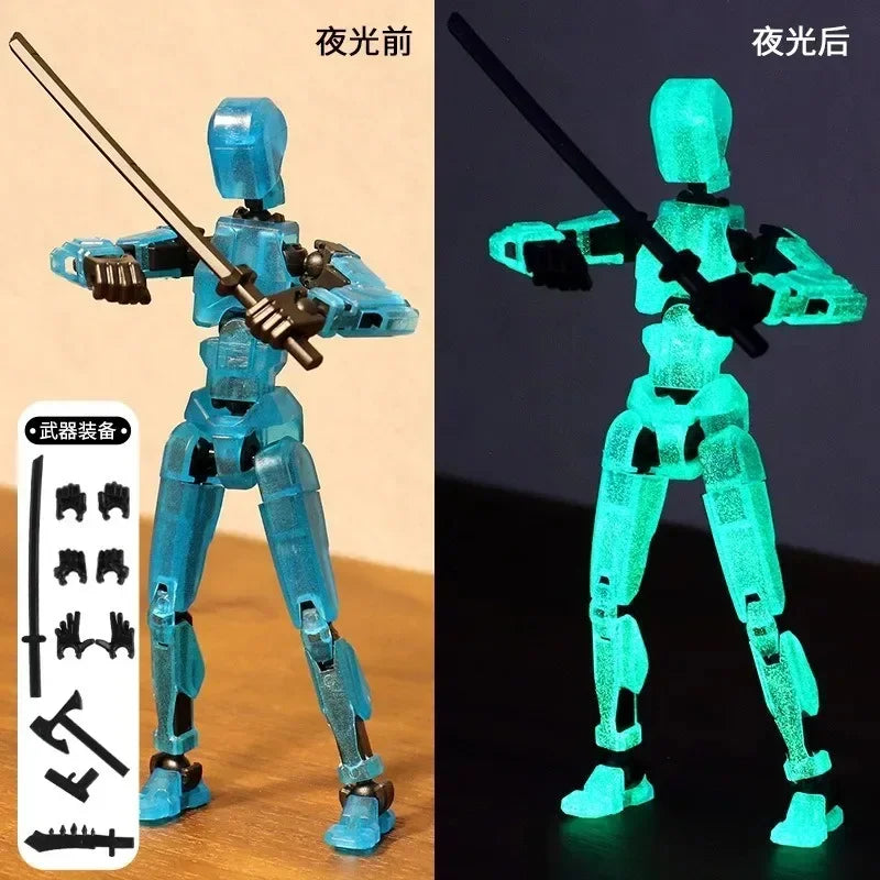 DIY Luminous T13 Multi-Jointed Movable Shapeshift Robot 3D Printed Mannequin Lucky robot and dog Action Figures Toys kids Gifts