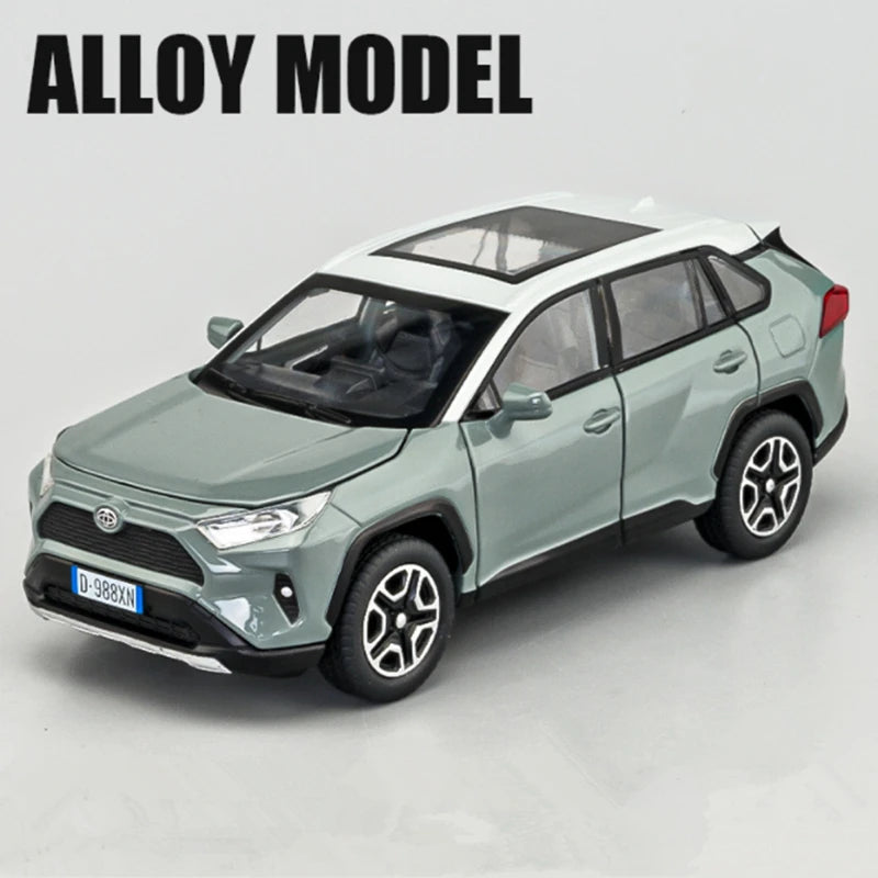 1:32 RAV4 SUV Alloy Car Model Diecast Metal Toy Vehicles Car Model High Simulation Sound and Light Collection Childrens Toy Gift