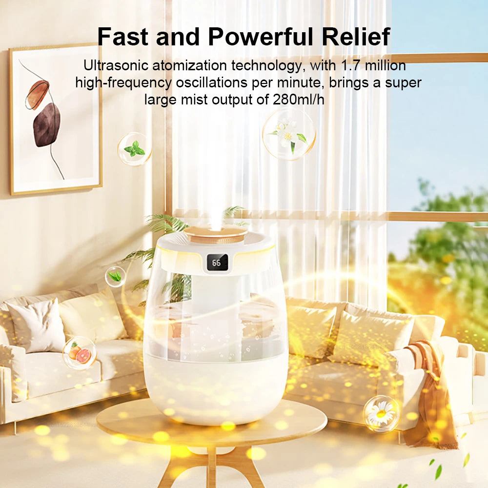 Air Humidifier Large Capacity Humidifier 1300mL Water Home Office Dual Mist Port Humidifier Essential Oil Aroma Diffuser