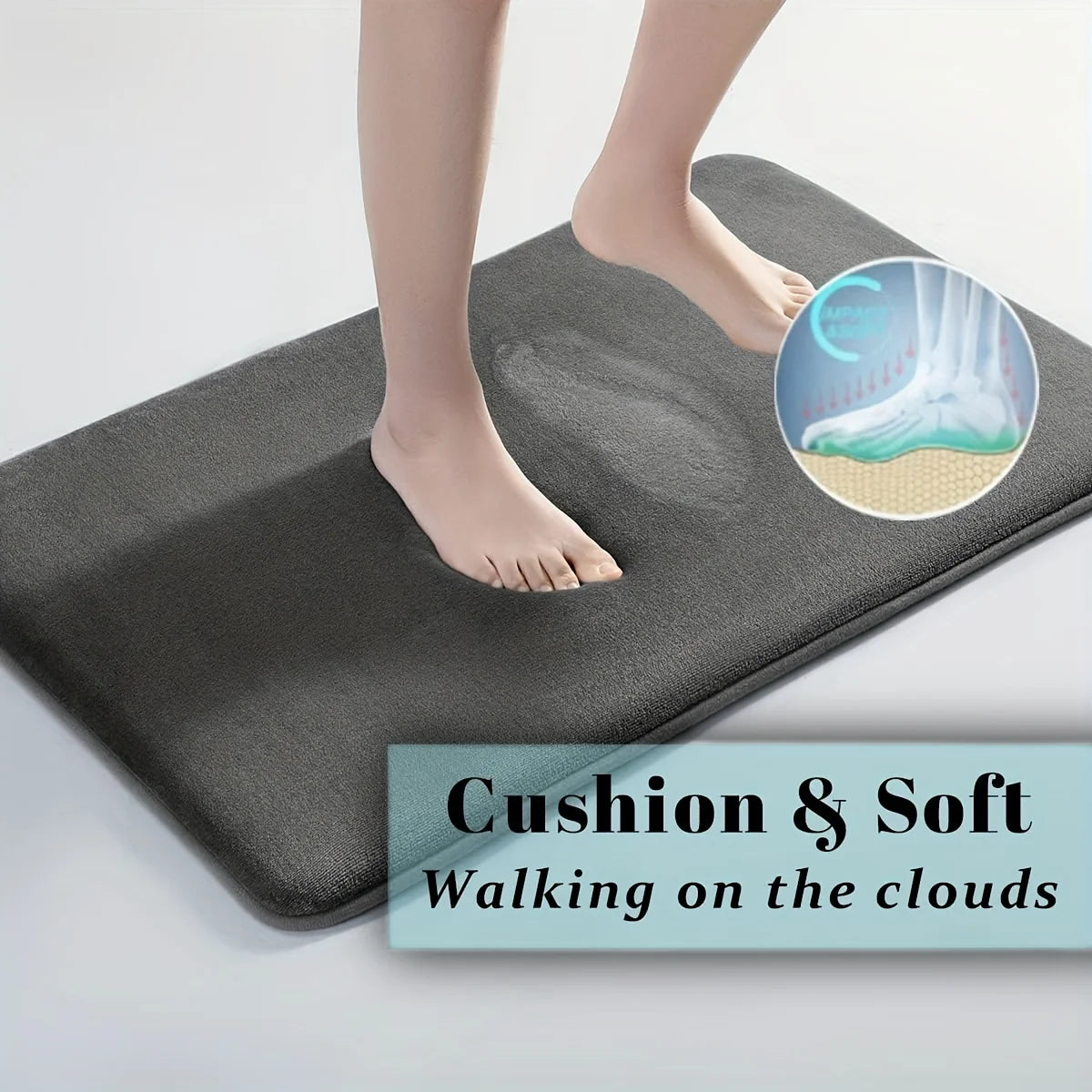 Thickened solid color bathroom mat absorbent toilet floor mat entrance home non-slip foot mat kitchen door mat