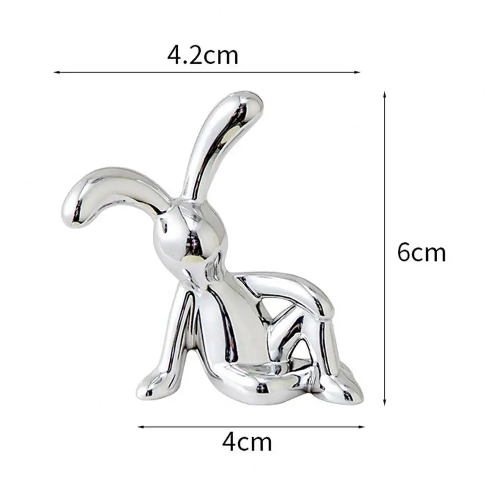 2Pcs Cute Cartoon Long Ear Bunny Figurine UV Electroplating Adhesive Rabbit Figure Model Statue Car Decoration Christmas Gift