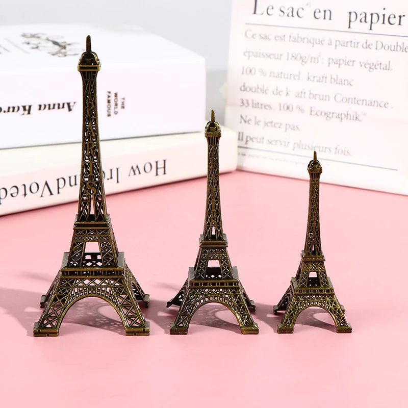 2024  Retro Paris Eiffel Tower Model Home Desk Bronze Metal Statue Figurine Decor Model Miniatures Travel Souvenirs Decorations