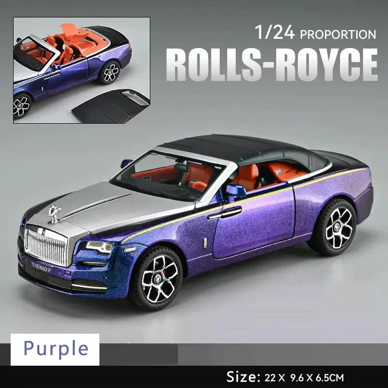 1:24 Rolls Royce Dawn Car Model Simulation Alloy Convertible Sports Car Sound And Light Pull Back Toy Car Boy Collection Gift