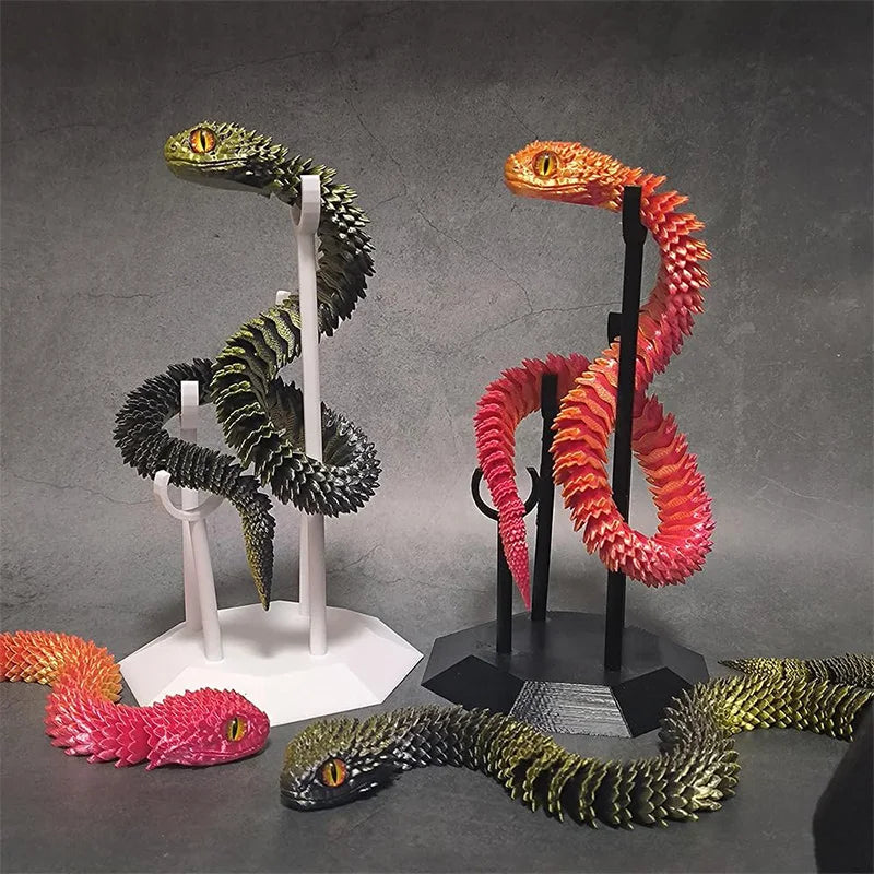 3D Printed Snake Rotatable Articulated Snake Joint Mobility Animal Simulation Model Office Desktop Ornament Home Decor Kids Gift