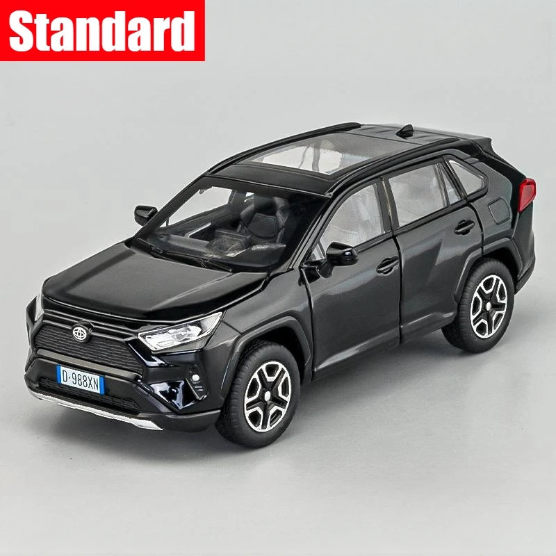 1/32 Toyota RAV4 SUV Off-Road Toy Car, JKM Diecast Metal Model Sound & Light Doors Openable Educational Collection Gift For Boy