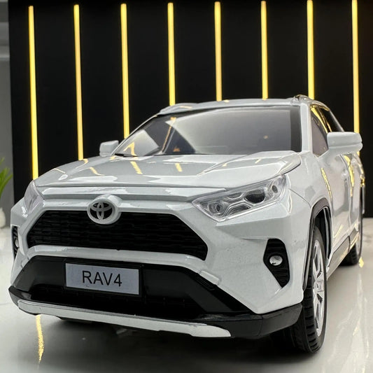 1:24 Toyotas RAV4 SUV Alloy Car Model Diecasts Metal Off-road Vehicles Car Model High Simulation Sound and Light Kids Toys Gifts