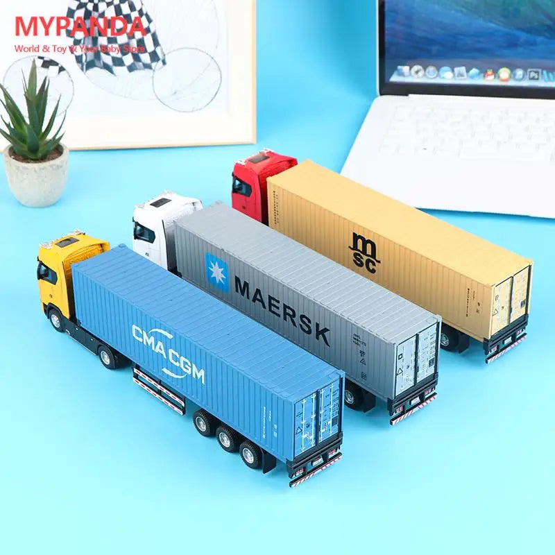 New 1PC 1:36 Diecast Alloy Truck Head Model Toy Container Truck Pull Back With Light Engineering Transport Vehicle For Children