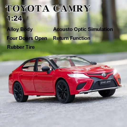 1:24 Toyota Camry Alloy Car Model Toys Metal Diecast High Simulation Strong Vehicle Model Sound Light Toy For Boys Birthday Gift