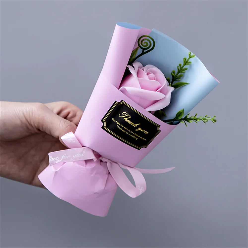 Mini Rose Soap Flower Bouquet Valentine Christmas Graduation Birthday Gift Simulation Floral Decoration Wedding Gift For Guests