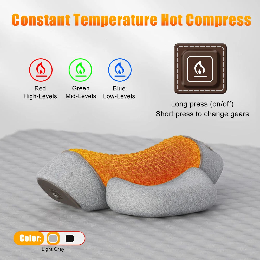 Electric Heating Cervical Massager Pillow Hot Compress Vibration Massage Neck Traction Relax Sleeping Pillow Spine Support