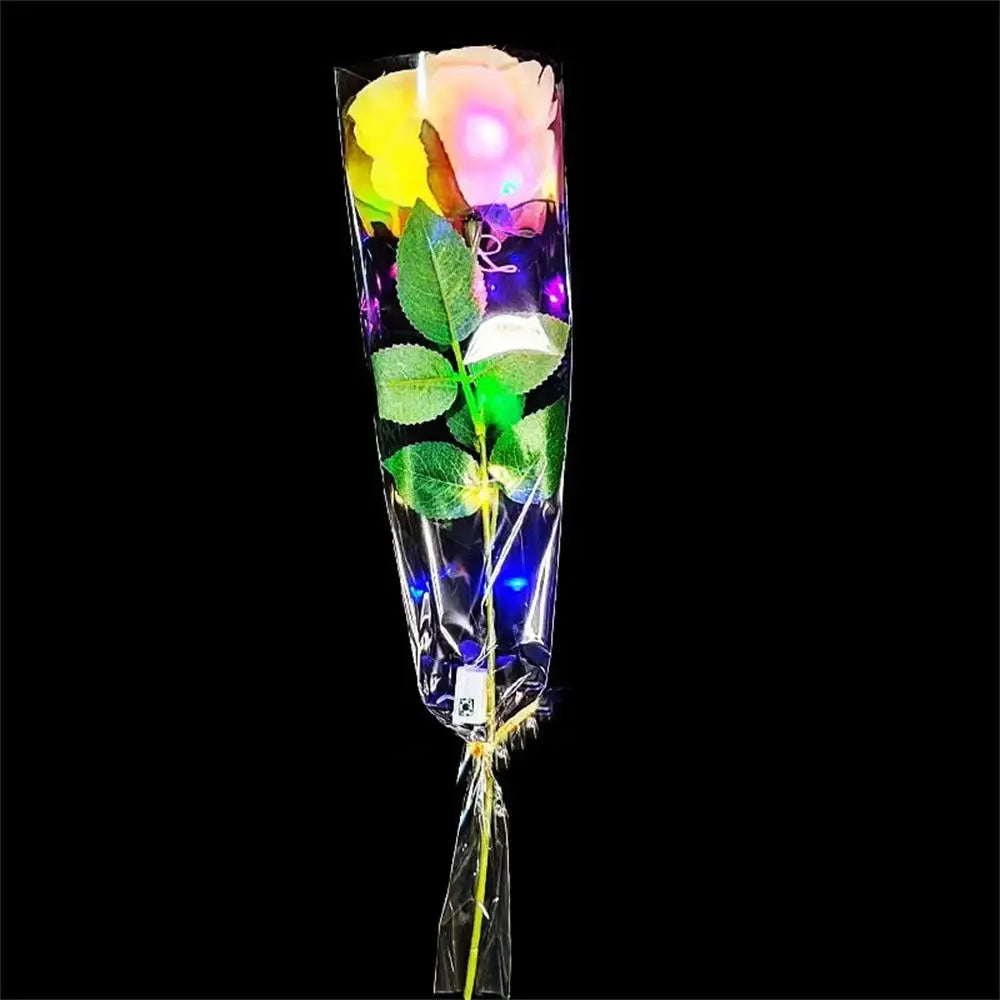 1Pc Valentine's Day Creative Gift 24K Aluminum Foil Rose Gold Rose Lasting Eternal Love Wedding Decoration Lover Lighting Rose