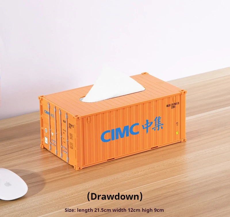 Creative Docker Shipping Container Model Tissue Box Mini Container Model Creative Plastic Living Room Facial Tissue Holder