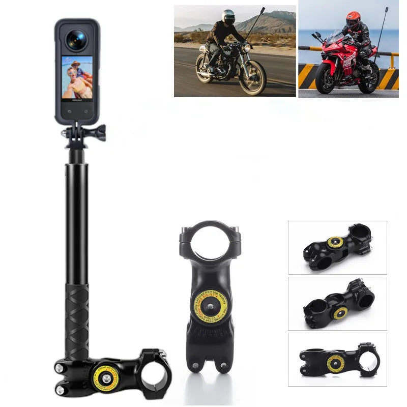 for Insta360 X3 X4 Motorcycle Bicycle Bracket with Invisible Selfie Stick for GoPro13 12 11 DJI Action 3 4 5 Cameras Accessories