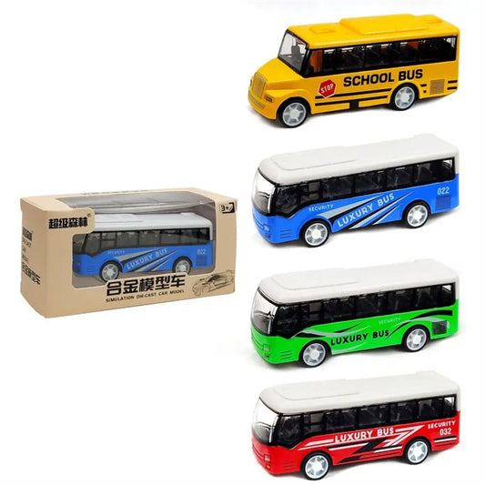 Vehicle Model Alloy Bus Model High Imitation Ornaments Pull Back Car Bus Shape Simulation School Bus Model Collection Toys