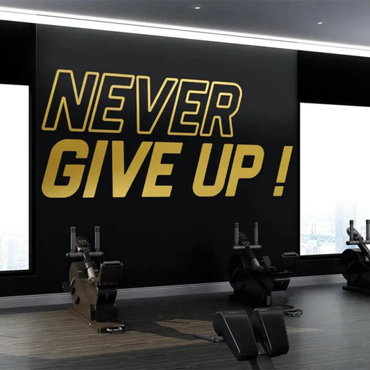 Large Size Quotes Vinyl Decal Never Give Up Wall Sticker Fitness Sport Words Decals Removable Transfer Gym Office Decor