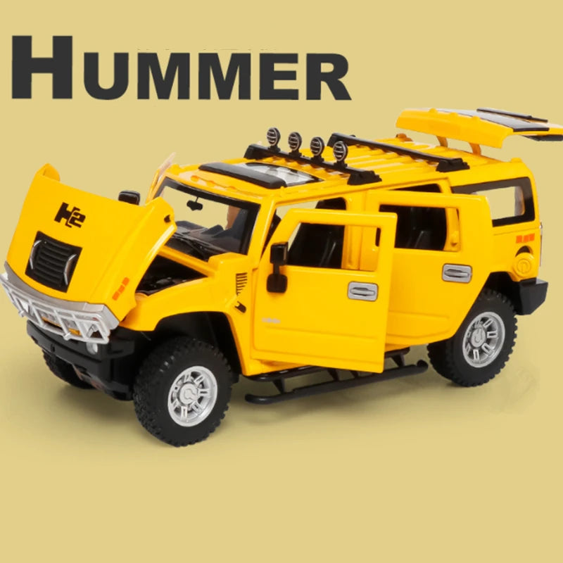 1:24 HUMMER H2 Alloy Car Model Diecast Metal Toy Off-road Vehicles Model Sound and Light Simulation Collection Children Toy Gift