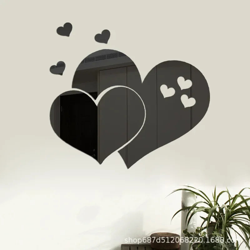 Acrylic Wall Stickers Europe Style Hearts Fashion DIY Decals Self-adhesive LOVE Wedding Background Decoration Mirror Ornament