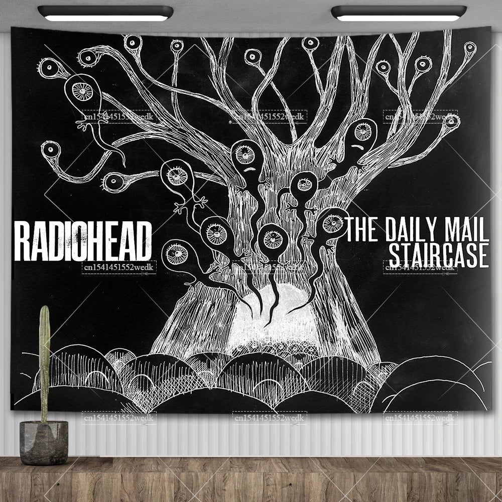 Radioheads Music Art Wall Hanging Tapestry Wallpaper Scandinavian Rock Band Tapestry Headboard Aesthetic Room Decoration Posters