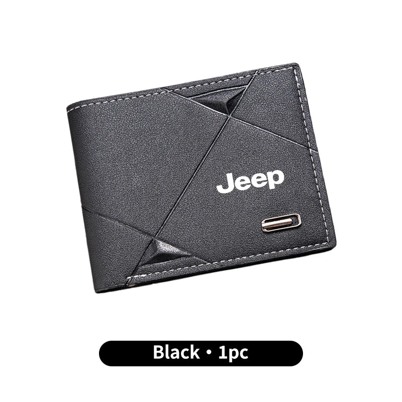 Car Logo Men Short Wallet Folding Credit Card Holder Coin Purse For Jeep Renegade Cherokee Compass Patriot Wrangler JK Rubicon