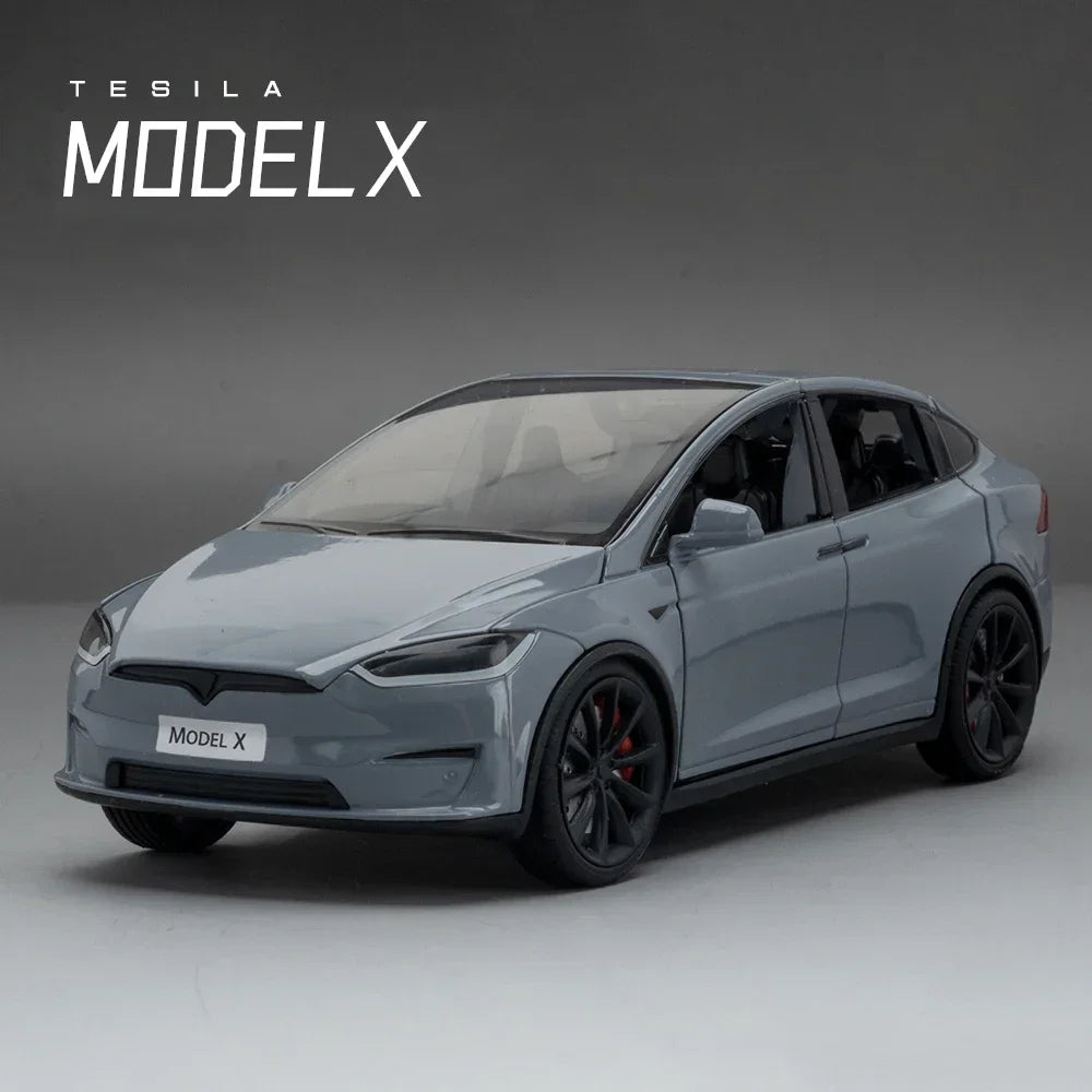 1:24 Tesla Model X  Tesla Model 3 Alloy Die Cast Toy Car Model Sound and Light Children's Toy Collectibles Birthday gift