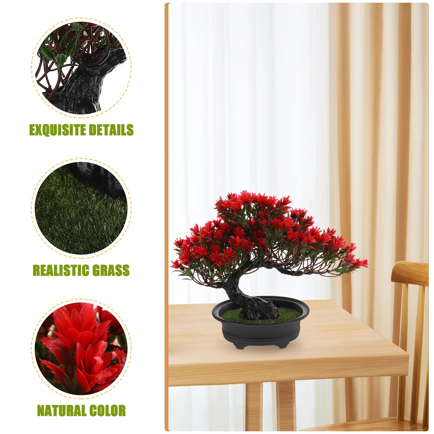 Artificial Plant Potted Bonsai Green Small Tree Plants Ornaments Realistic Everlasting Plastic Lifelike Potted Flower Decor