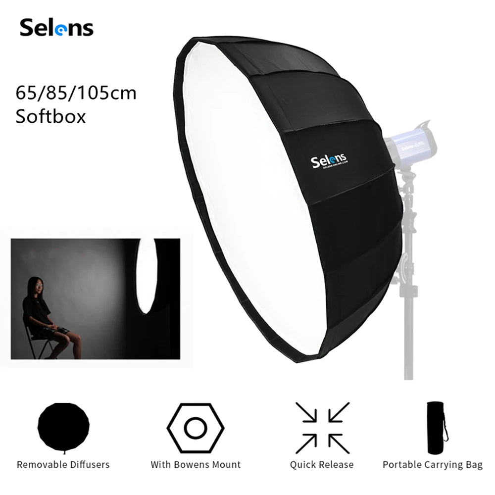 Selens Diffuser Reflector Parabolic Umbrella Softbox + Honeycomb For Photo Studio Kits Flash Light Photography Props софтбокс