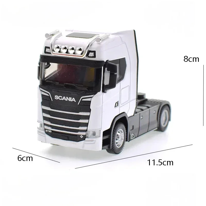 1:50 SCANIA Diecast Metal Model Toy Container truck Pull Back With Sound & Light Trailer Car Toys Xmas Gifts