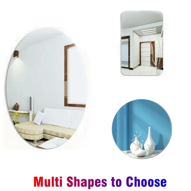 HD Anti Fog Wall Mirror Sticker DIY Full Length Mirror Tiles Self Adhesive Shatterproof Non Glass Safety Mirror Sheets 2MM Thick